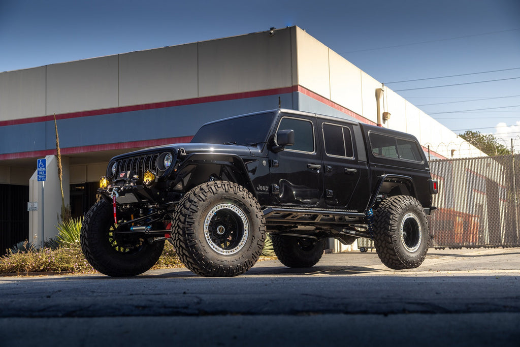 14" Inch Travel EVO SPEC KING REAR FABRICATION Gladiator Shock Tower 2.5" or 3.0" COILOVER BLACK FOR JT GLADIATOR