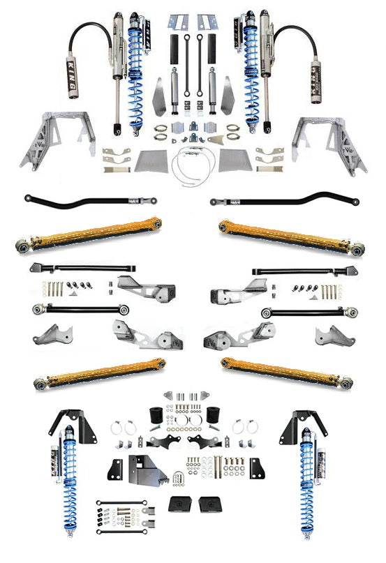 392 KING Front 2.5 Inch Double Throwdown Rear 2.5 Inch Coilover Bypass HC Long Arm PRO PLUS, BLACK, 4 Door