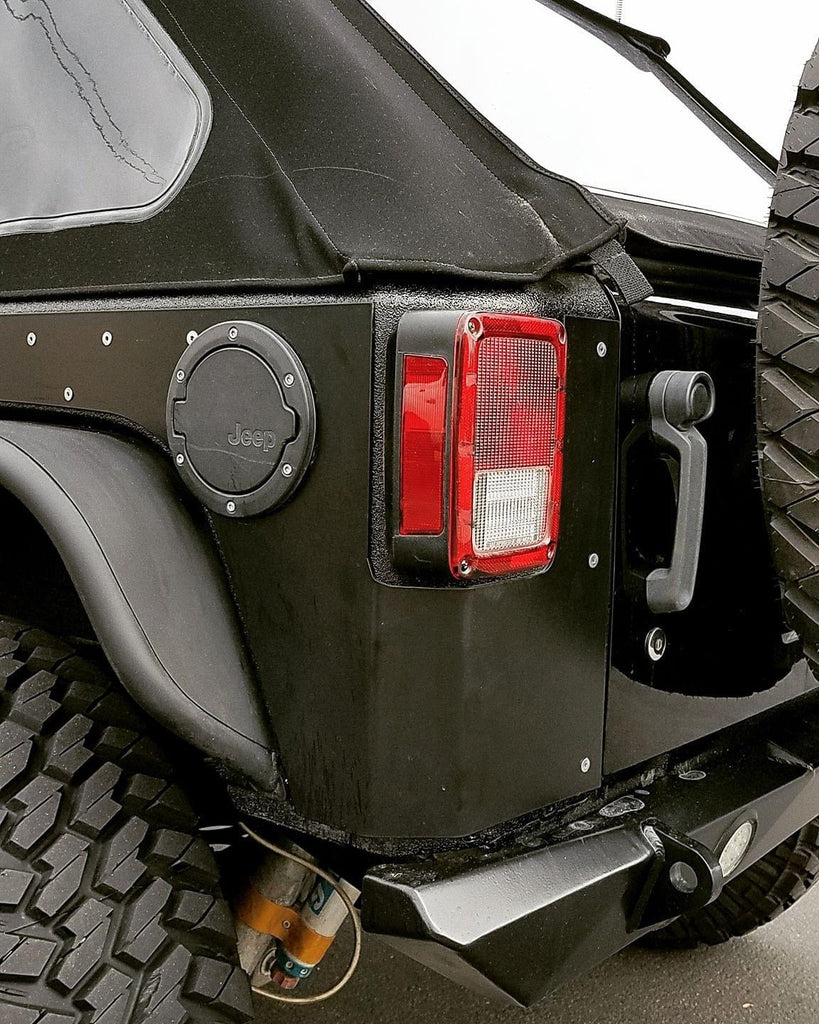 REAR ROCKSKIN OE TAIL LIGHT CORNERS (RAW) STEEL FOR JKU