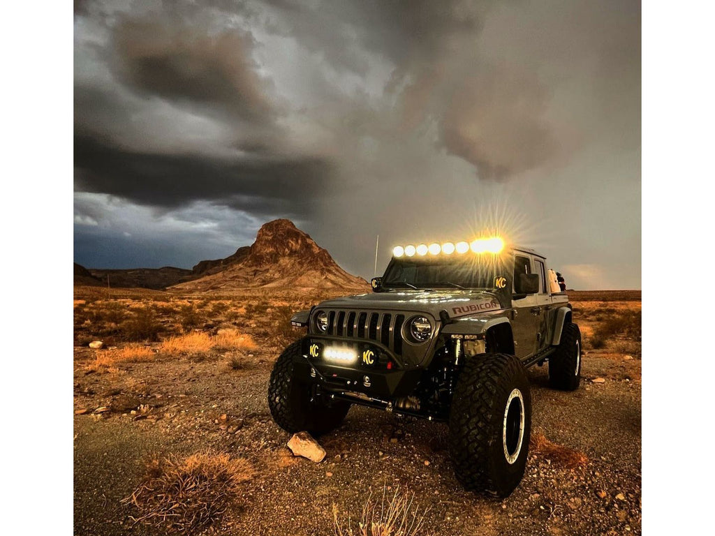 Jeep Wrangler JL/Gladiator Front Alumilite Bumper. With Factory Fog Light Provisions, Hoop and Skid Combo